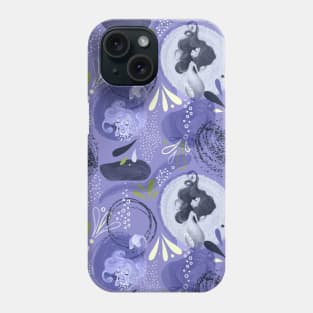 Whimsical Mermaids on Abstract Purple Background Phone Case