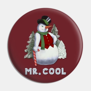 Mr Cool Snowman Humor Pin