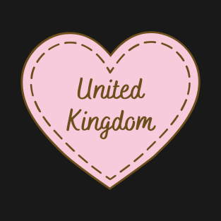 I Love United Kingdom Simple Heart Design T-Shirt