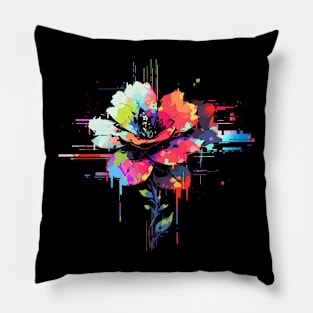 glitching flowers - fantasy style Pillow