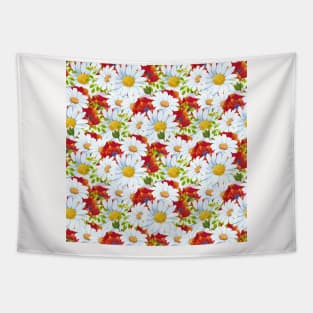 Daisy Pattern Neck Gator Poppies and Daisies Tapestry