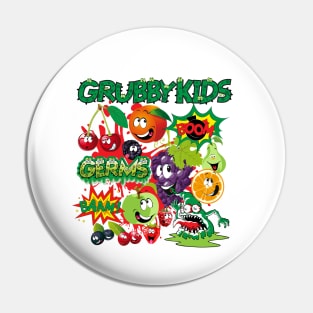 Grubby Kids Funny Comedy Design Germ Monster Boom Baam Pin