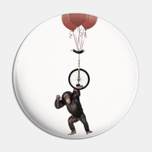 Unicycle monkey and balloons 01 Pin