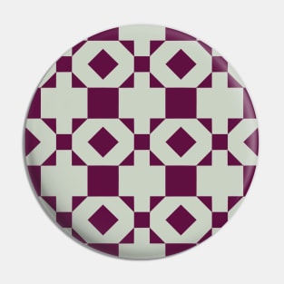 Wine Red and Sage Green Oregon Patchwork Pattern Pin