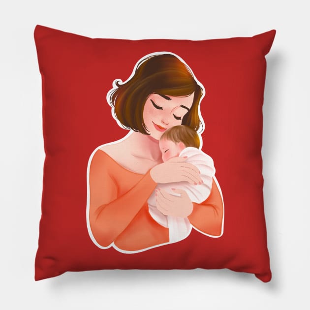 Happy mothers day Sticker | Gift for mom | love mom | happy mother | drawing sticker | illustration Pillow by Hameo Art