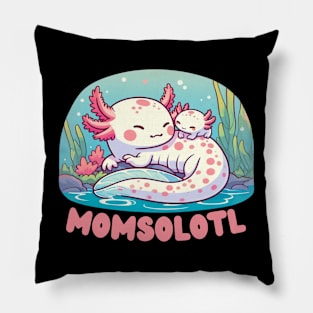 pastel cute axolotl mom Pillow