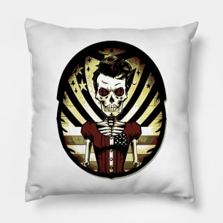 Funny Patriotic Rockabilly Skeleton Pillow