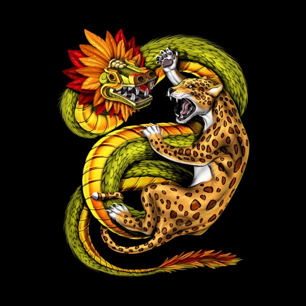 Aztec Jaguar vs Quetzalcoatl by underheaven