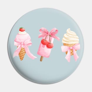 Coquette Sweet Treats Cherry & Pink Bows Ice Cream Pin