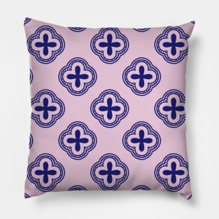 Chic Mediterranean geometric pattern in pink and purple Pillow