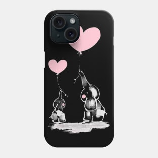 Two cute Elephants with Hearts - Oilpainting of Love Phone Case