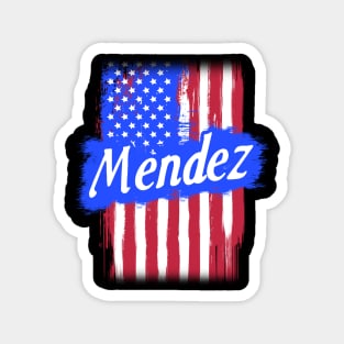 American Flag Mendez Family Gift T-shirt For Men Women, Surname Lastname Magnet