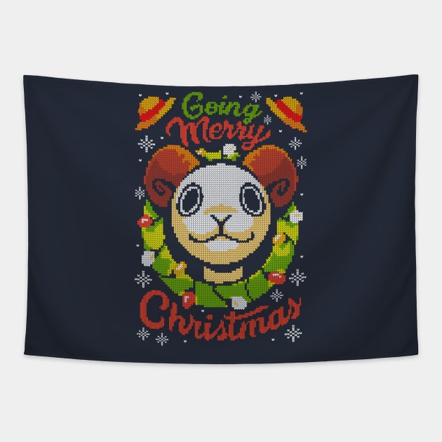 One Piece - Going Merry Christmas Ugly Sweater Tapestry by BlancaVidal