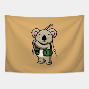 Cute Koala Fishing Illustration Tapestry