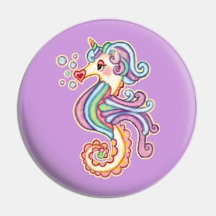 unicorn rainbow seahorse Pin
