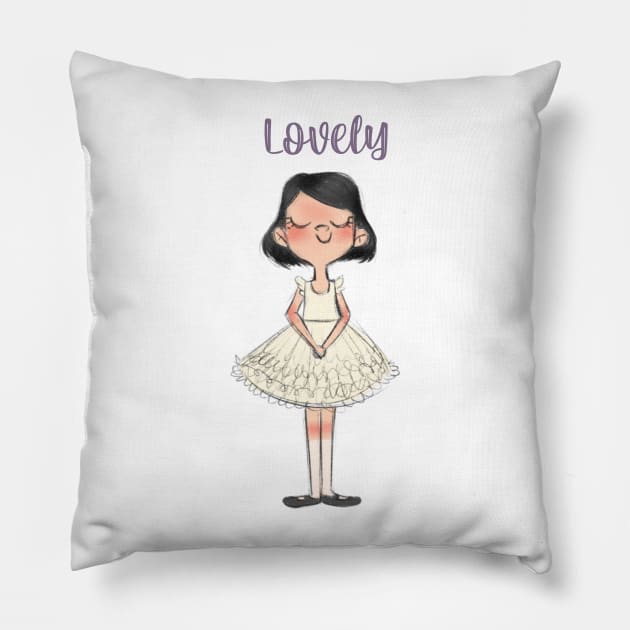 Lovely girl Pillow by Lu Lapin