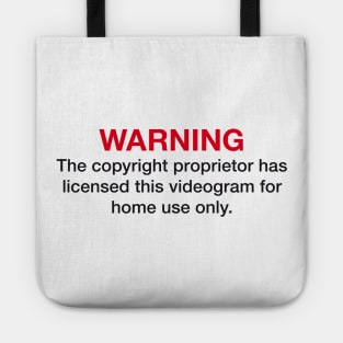 Home video WARNING (red/black) Tote