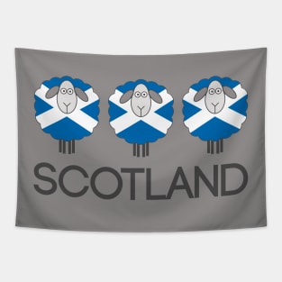 Trio of Scottish Saltire Flag Patterned Sheep Tapestry