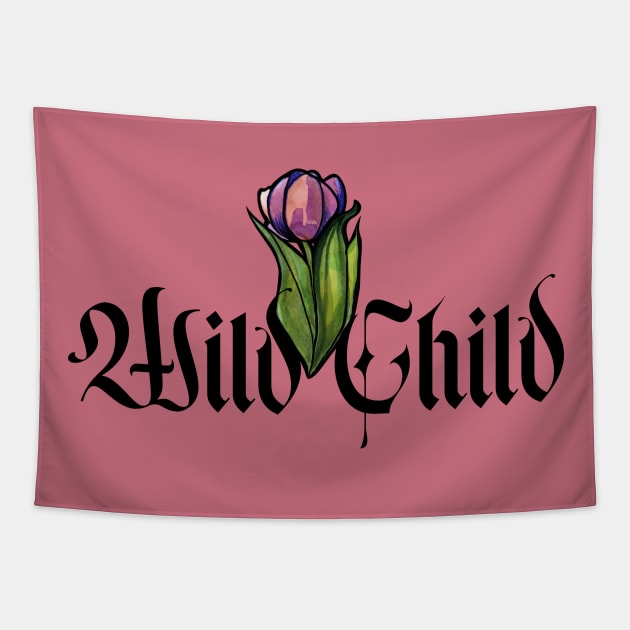 Wild Child Flower Tattoo Tapestry by bubbsnugg