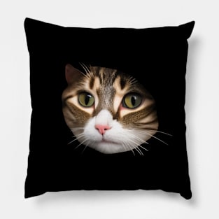 A Cat Emerges from Beneath a Dark Fabric Pillow