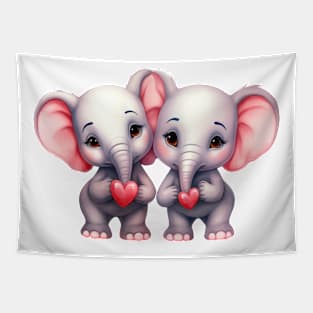 Valentine Elephant Couple Tapestry