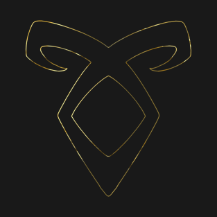 Shadowhunters rune / The mortal instruments - Angelic power rune silhouette (liquid gold) | Mundane | Malec | Parabatai | Alec, Magnus, Jace, Clary T-Shirt