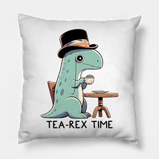 Cute funny tea lover dinosaur pun. Pillow