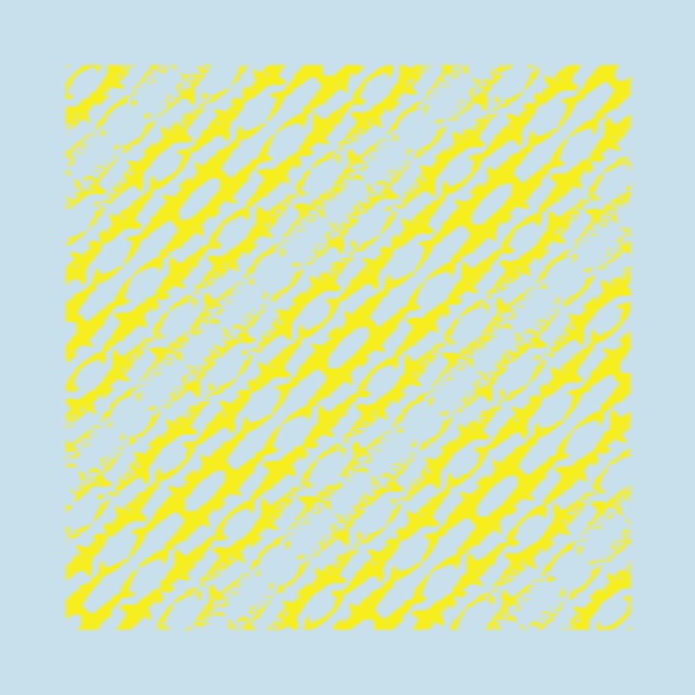 Abstract Diagonal Bright Yellow Shark Pattern on default Aqua background by pelagio