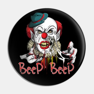 Beep Beep Classic Horror Clown Pin