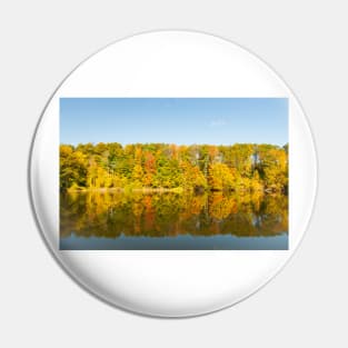 View across beautiful Connecticat River lined by autumn foliage Pin