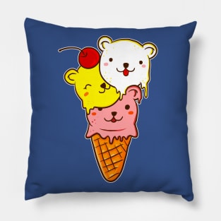 Cute Bears Ice Cream Cone Pillow