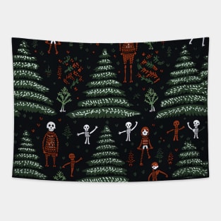 christmas seamless pattern with skeletons Tapestry