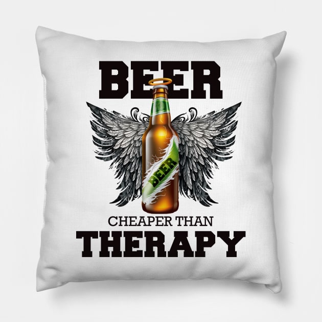 Beer is cheaper than Therapy 2 Pillow by i2studio