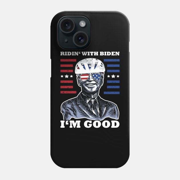 Bicycle Fall trap America Flag Sunglasses Ridin' with Biden I'm Fine Phone Case by jodotodesign