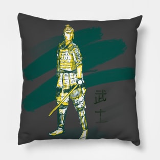 handrawn warrior with samurai or sword or katana japanese style Pillow