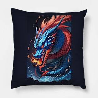 Red and blue Chinese dragon Pillow