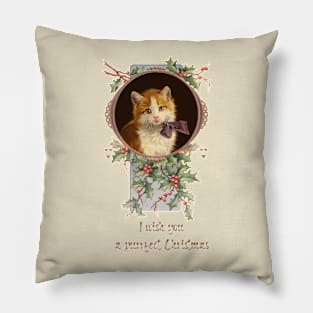 Cat's Wishes for Christmas Pillow