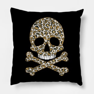 Leopard Print Skull Pillow