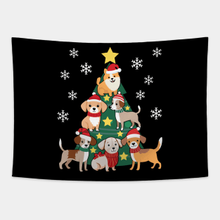 Dog Christmas Tree Funny Dog Lover Gift Tapestry