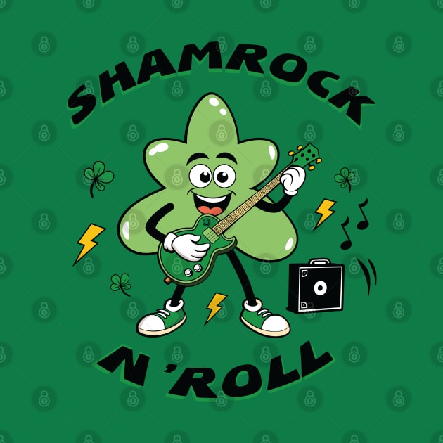 Shamrock And Roll Cartoon Retro by KnockingLouder