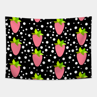 Pink Strawberry Polka Dot Pattern Tapestry