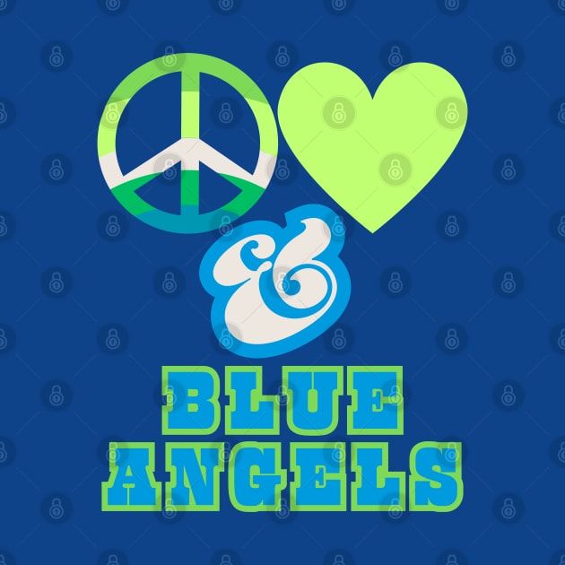 Peace, Love & Blue Angels  - Pacific Northwest Retro Pop Electric Green Style by SwagOMart