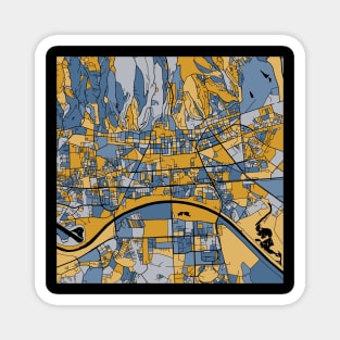 Zagreb Map Pattern in Blue & Gold Magnet