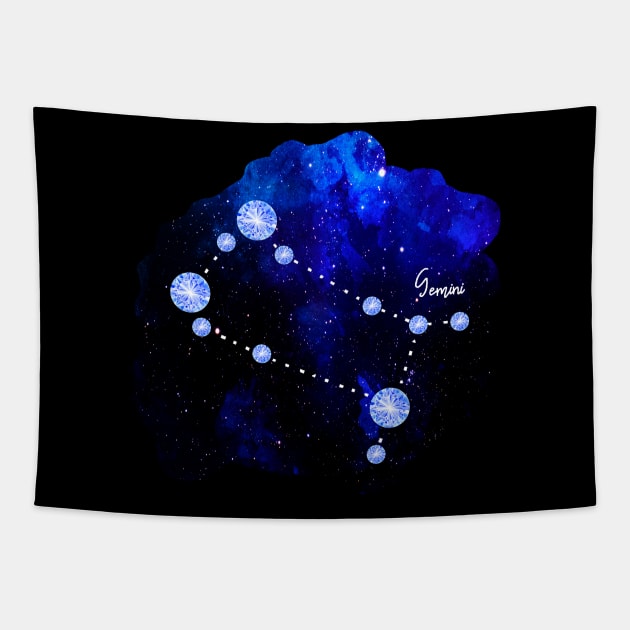 Star Signs and Birth Stones - Gemini Constellation in Sapphire Tapestry by AnnieBCreative