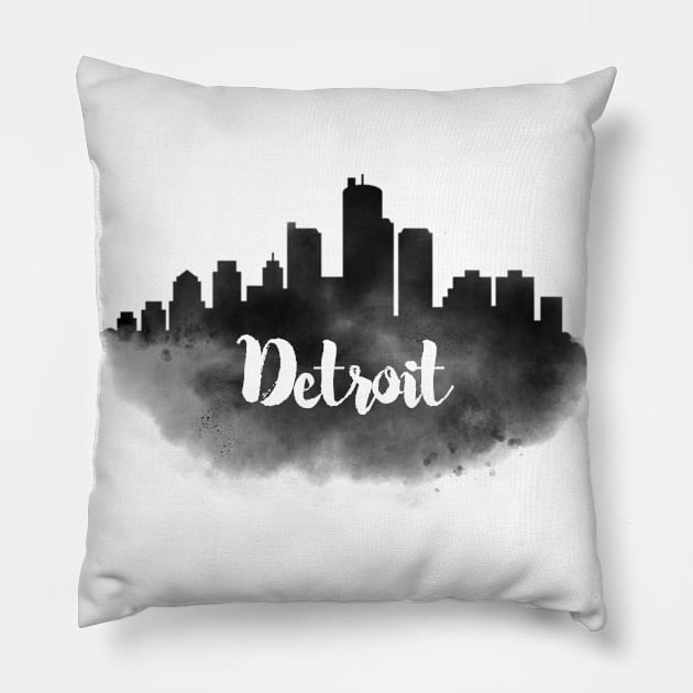 Detroit watercolor Pillow by kursatunsal