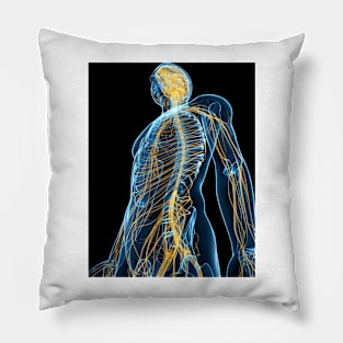 Human nervous system, artwork (F004/1384) Pillow