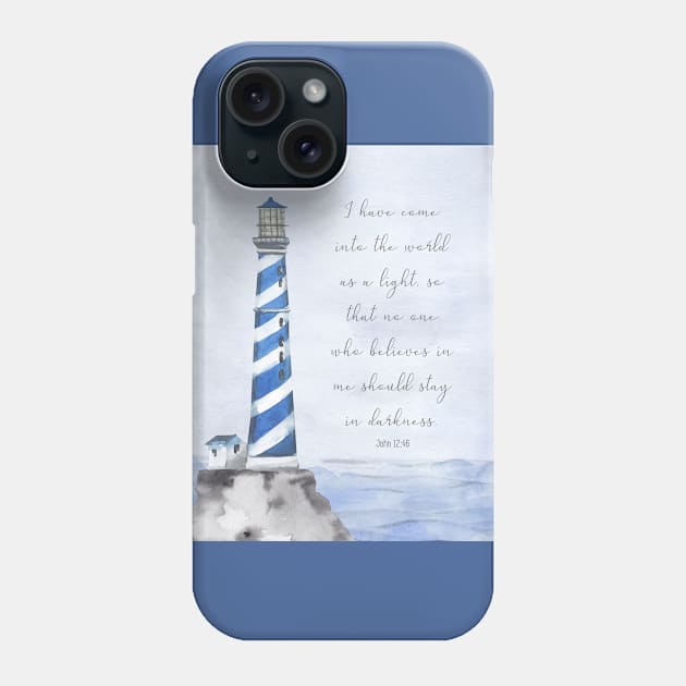 Lighthouse Watercolor Bible Verse Phone Case by DownThePath