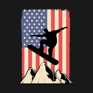 USA Flag Snowboard Instructor American Snowboarder T-Shirt