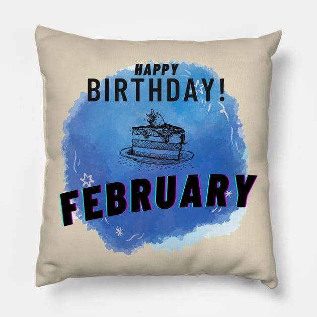 Birthday February #2 Pillow by Butterfly Dira