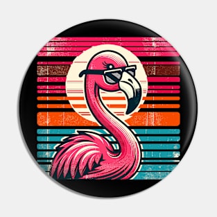 Cool Retro Flamingo in Sunglasses 70s 80s 90s Funny Flamingo Pin